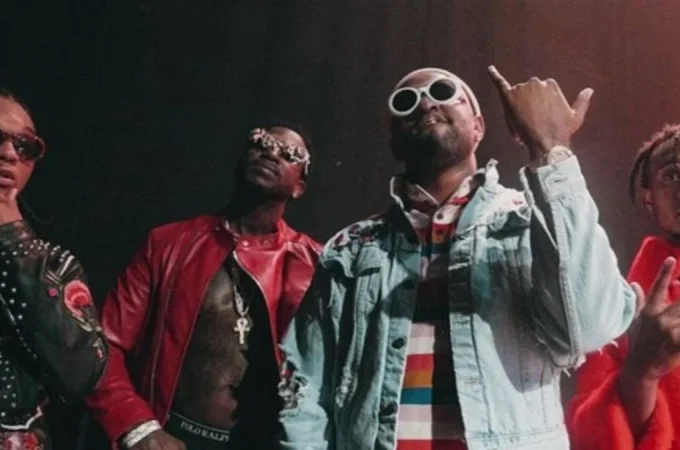 Gucci Mane and Rae Sremmurd diamond plaques for 2016 hit, “Black Beatles.”